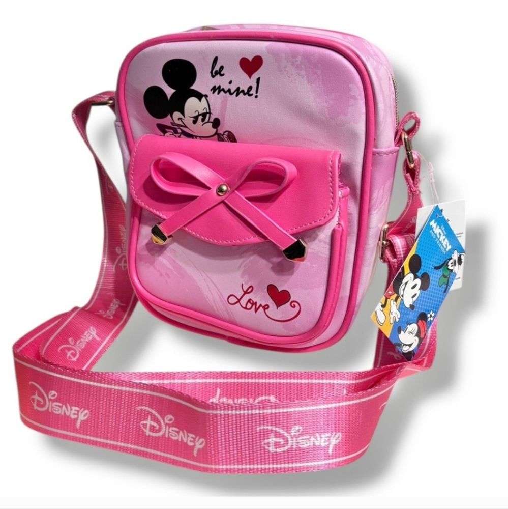 DISNEY x RUZ Pink Mickey Minnie Mouse 8” Vegan Leather Crossbody NWT